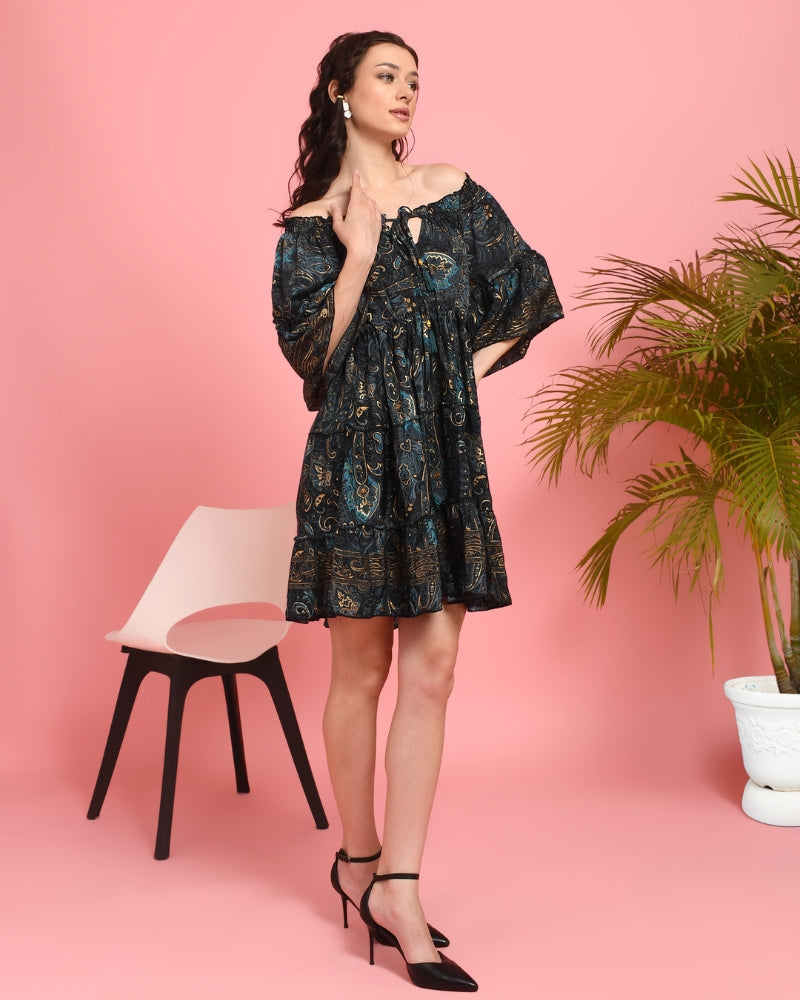 Nyra twilight off-shoulder mini dress