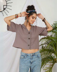 Vivienne smoky mauve boho top