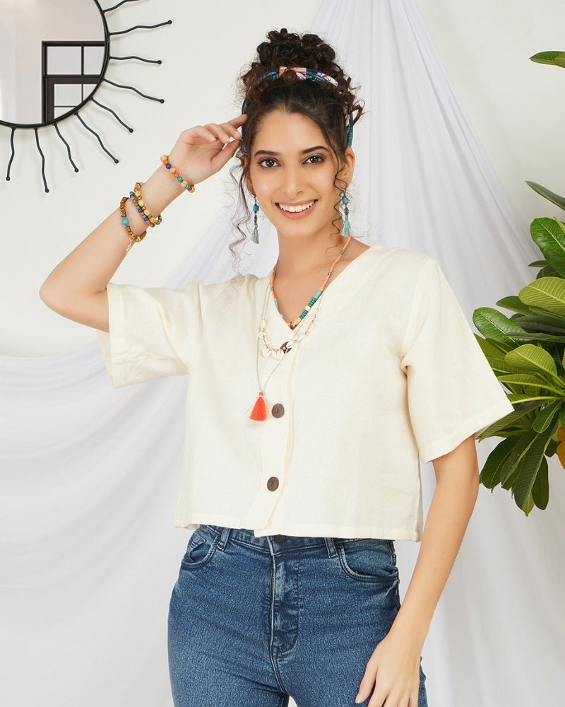 Odette pearl bohemian crop top