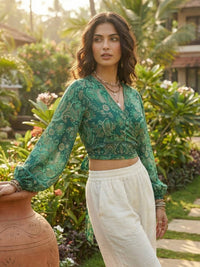 Eirlys emerald paisley boho wrap top