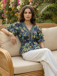 Ylena midnight bloom peplum top