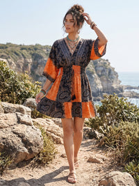 Cosette sunset noir boho mini dress