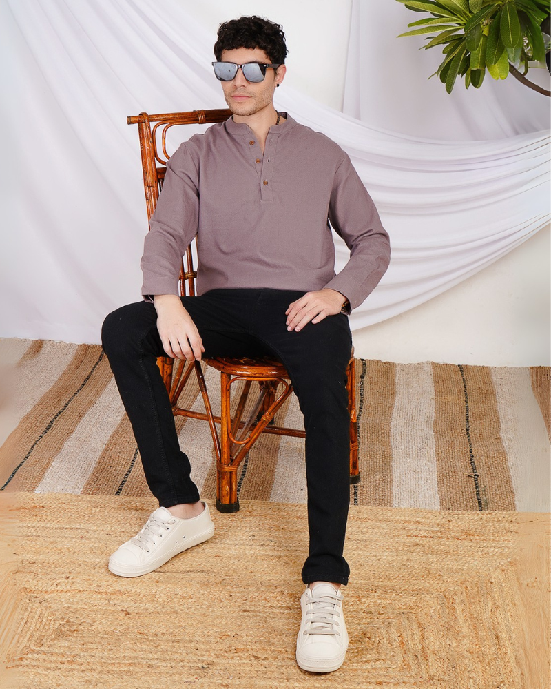 Soren dusty mauve cotton shirt
