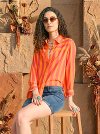 Calista sunset pop stripe shirt