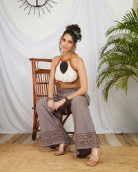 Mauve horizon wide leg cotton trouser