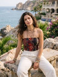 Midnight scarlet boho tube top