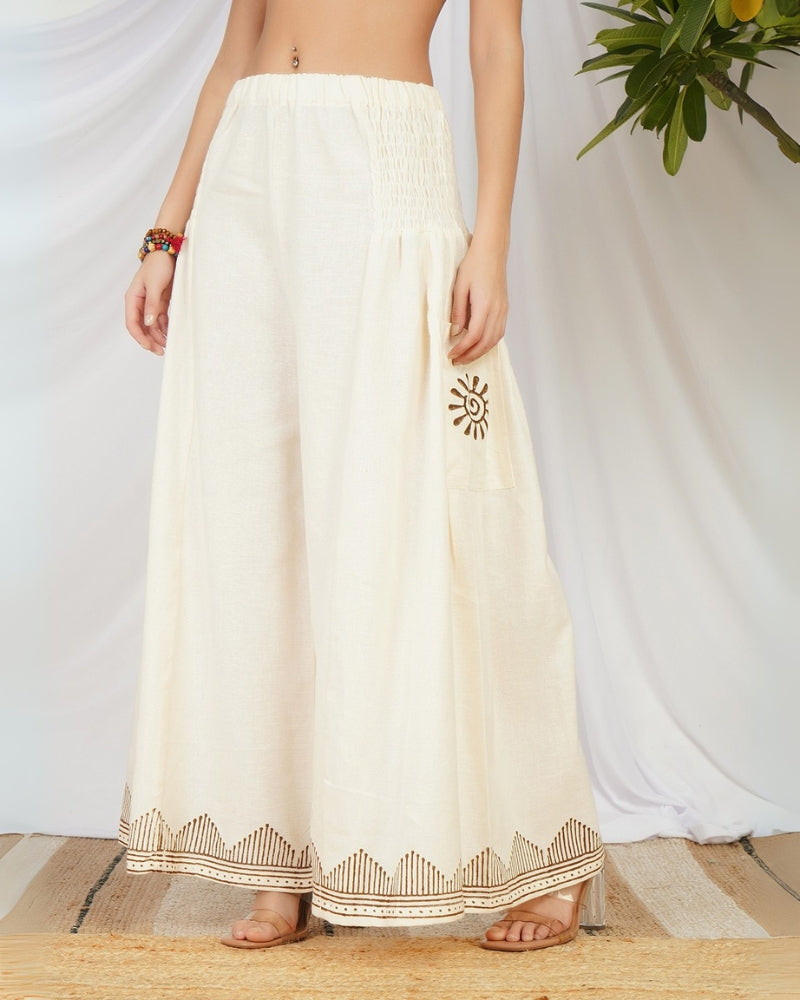 Ivory solstice cotton palazzo pants
