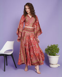 Rosy reverie skirt and crop top co‑ord set