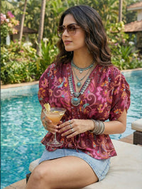 Virelle mulberry muse boho peplum top