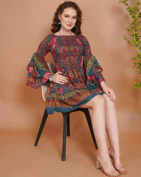 Mira bloom bell sleeve mini dress