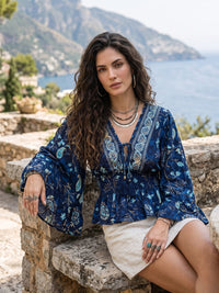 Violetta blue mirage boho peplum top
