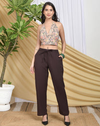 Ivy mocha organic cotton trouser