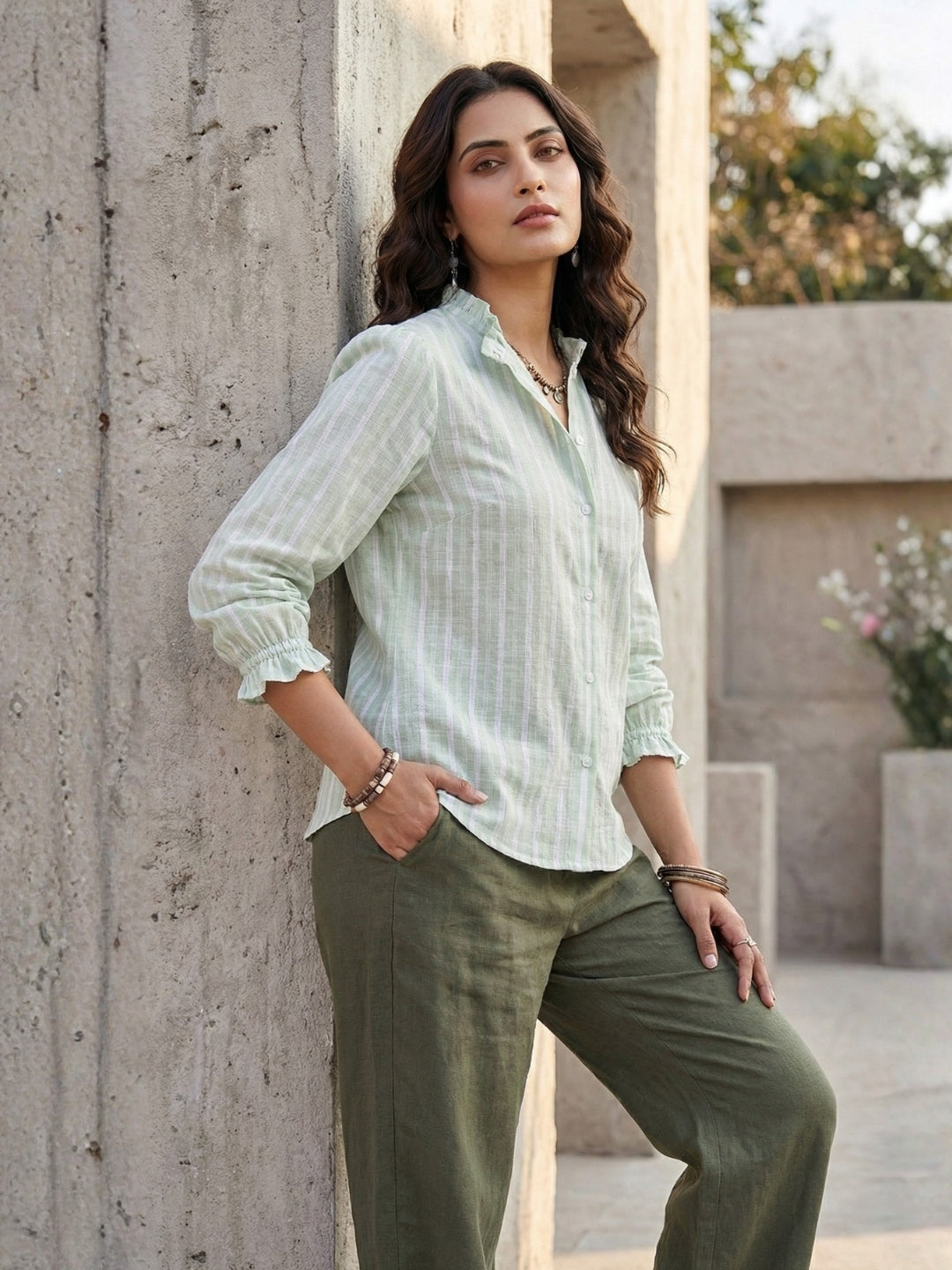 Cireya mint veil cotton shirt