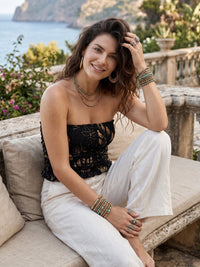 Moonlit gold smocked tube top