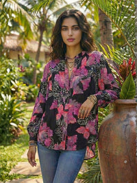 Soriel midnight leaf oversize boho shirt