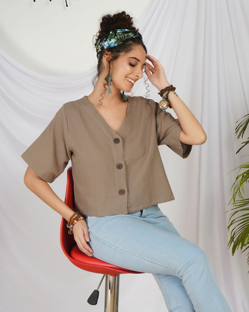 Mireille desert beige boho top