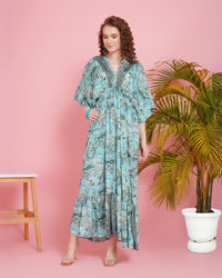 Blue breeze kimono maxi dress