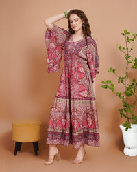 Pink mirage paisley maxi dress