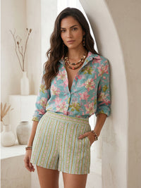 Rosalind aqua lily cotton co-ord set