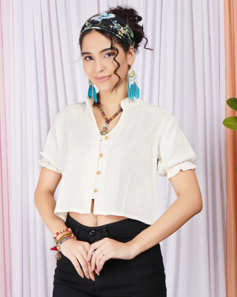 Maribel moon-white mandarin top