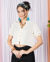 Maribel moon-white mandarin top