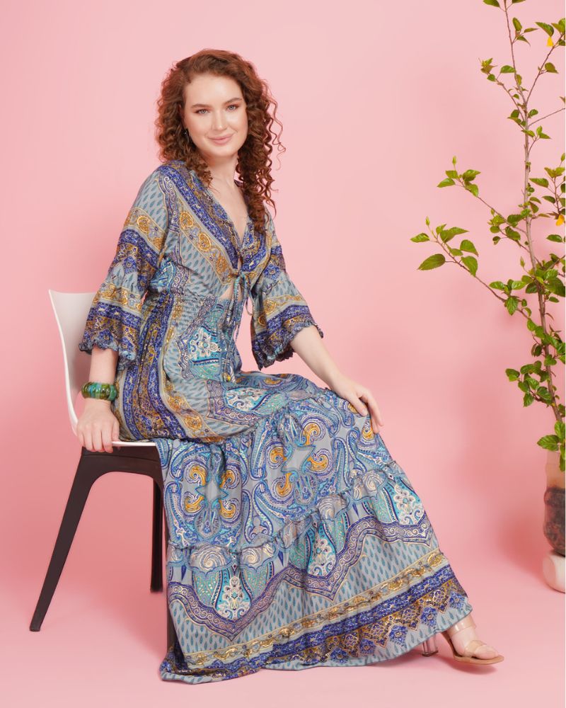 Sky halo paisley maxi dress