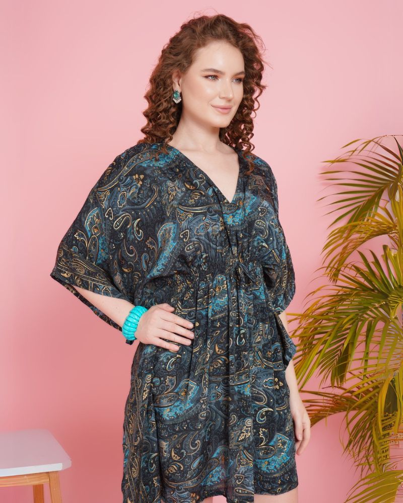 Pixie gold dusk kaftan mini dress