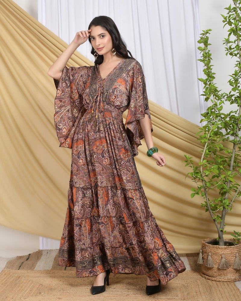 Solene bronze mirage maxi dress