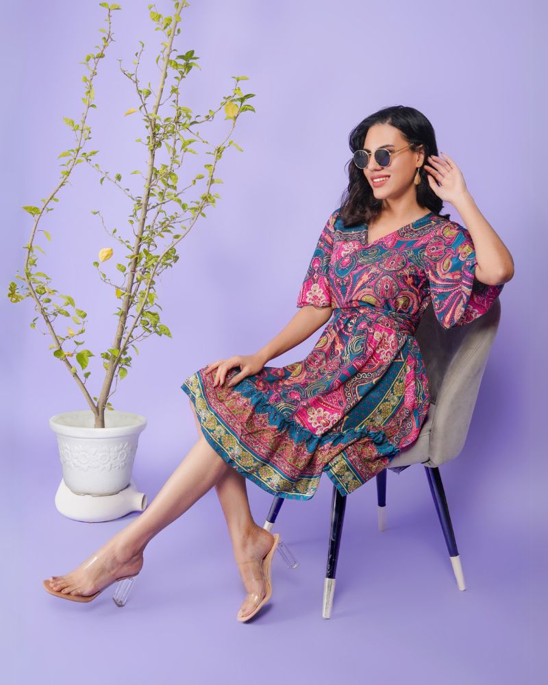 bohemian short dress for women boho short dress/women's summer dress/tribal print/open back dress/festival clothing/bohemian dresses