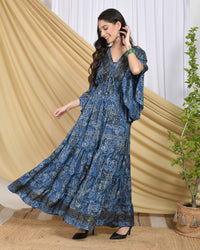 Marina midnight foil maxi dress