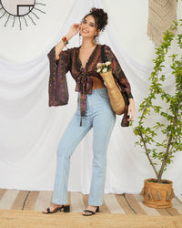 Marisela plum boho tie top