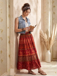 Cinnamon ember boho maxi skirt