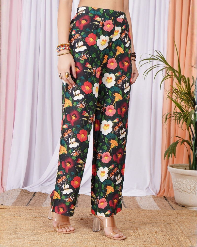 Maribela night-garden wide-leg trouser