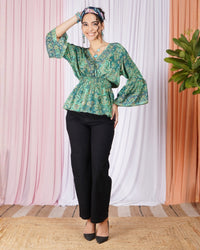 Aurelia mint whisper peplum top