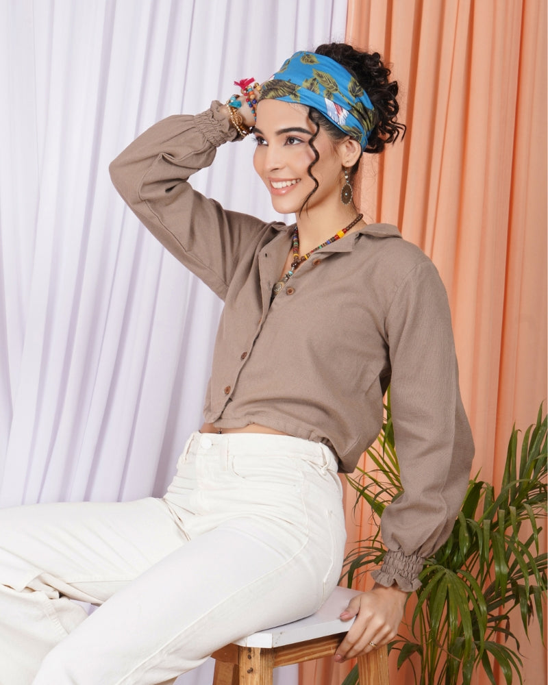 Maelie driftwood drawstring cotton top