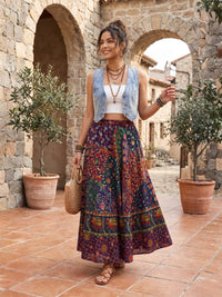 Forest ember boho maxi skirt
