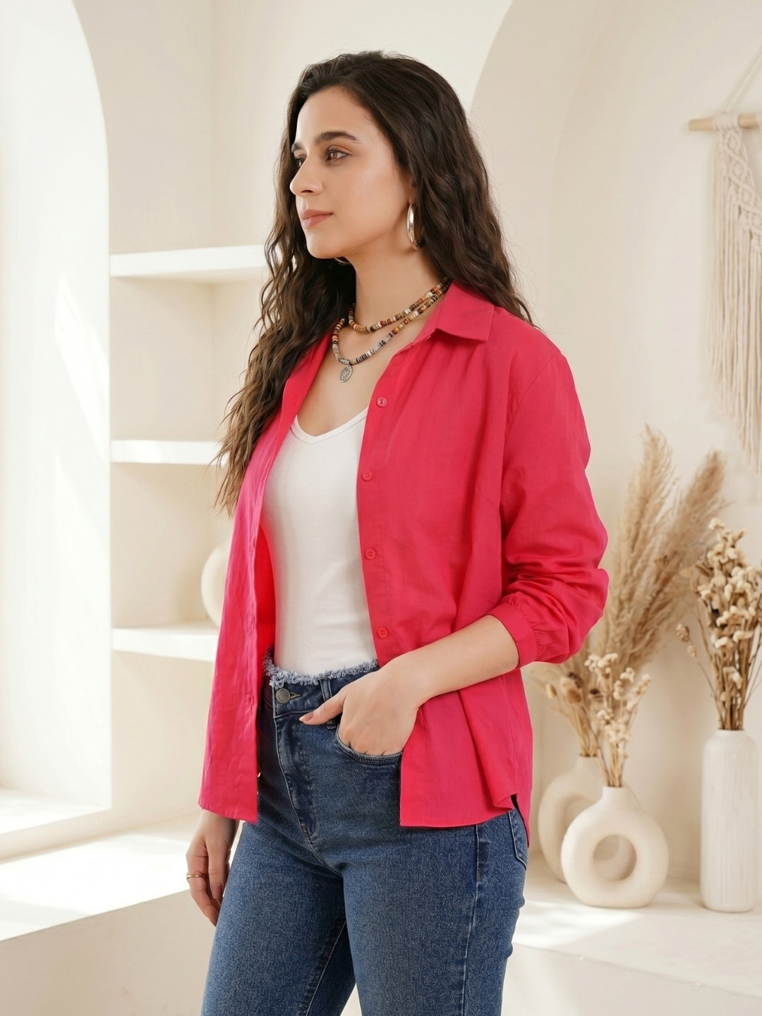 Solene candy pink cotton shirt