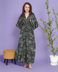 Emerald eclipse kimono maxi dress