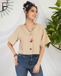 Aurora beige breeze boho crop top