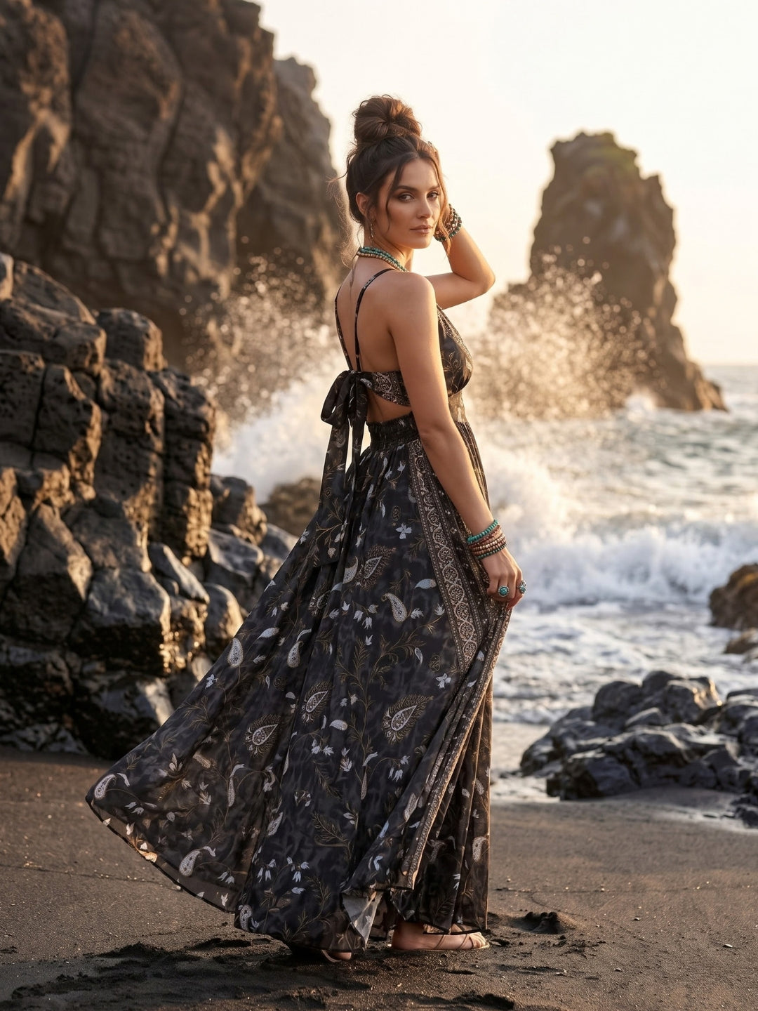 Odette Black Mirage Boho Maxi Dress