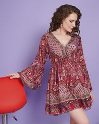 Blossom haze paisley short dress