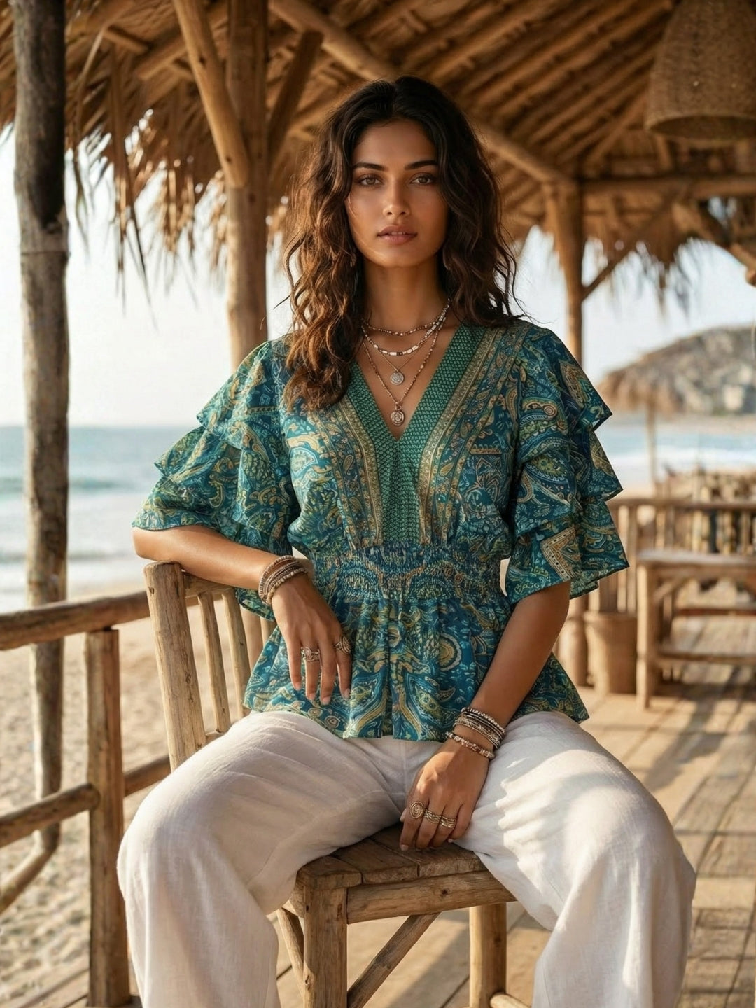 Iseren coastal muse peplum top