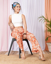 Odette citrus-floral comfort trousers