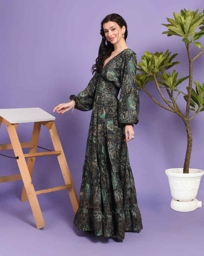 Emerald whisper maxi dress