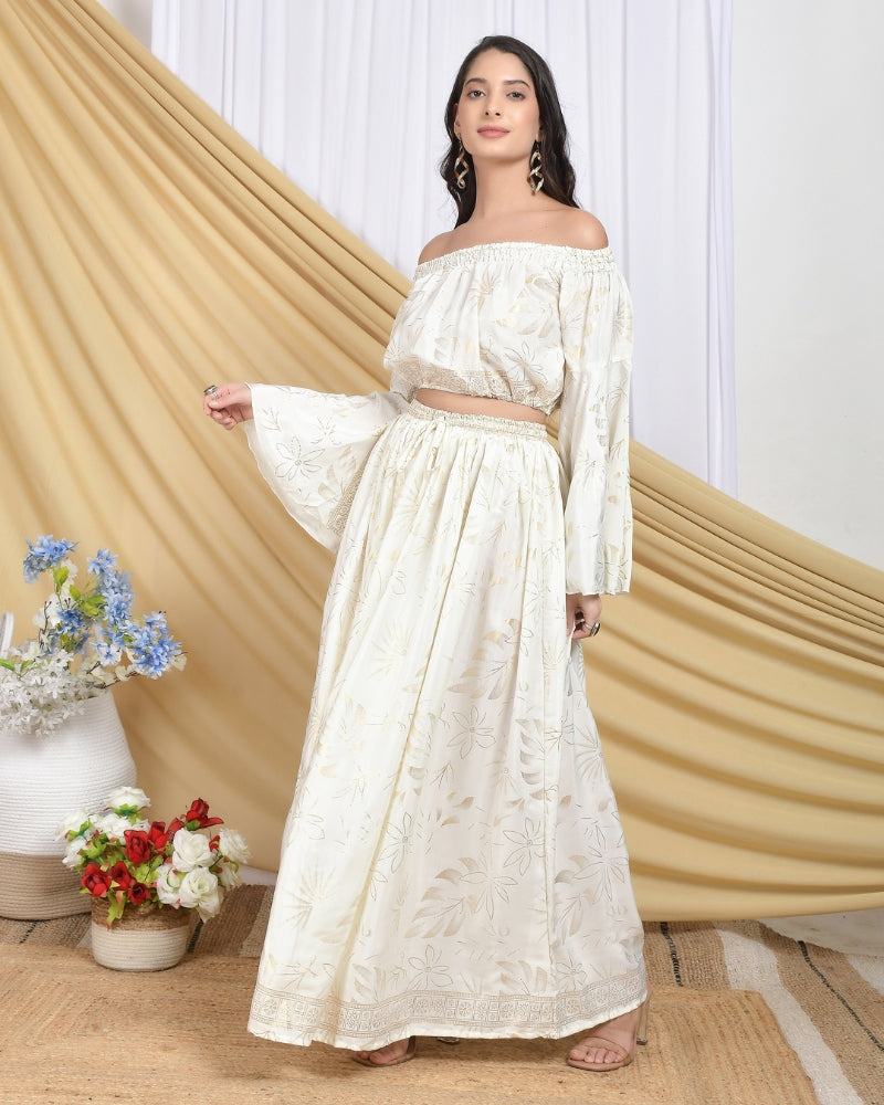 Serena vanilla gold skirt co-ord set