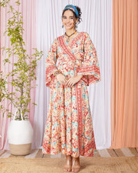 Elysia coral bloom wrap maxi dress