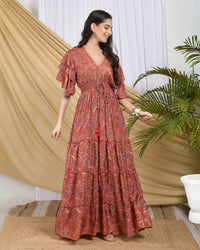 Elara scarlet muse tiered maxi dress