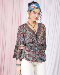 Marella midnight berry peplum top