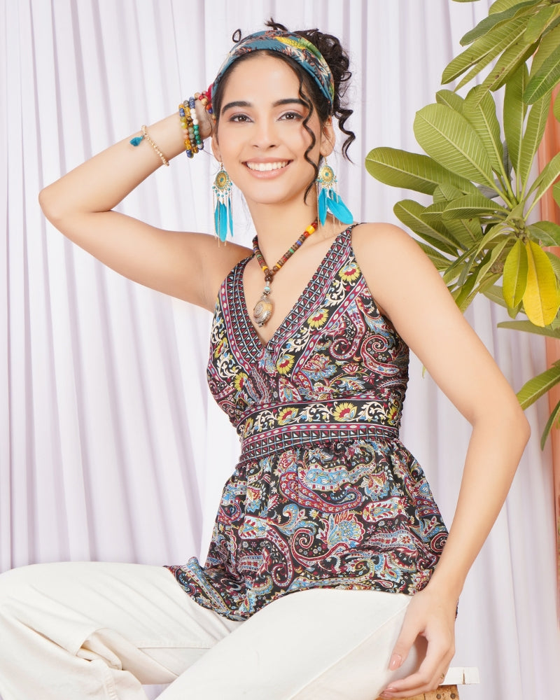 Selene night paisley spaghetti top