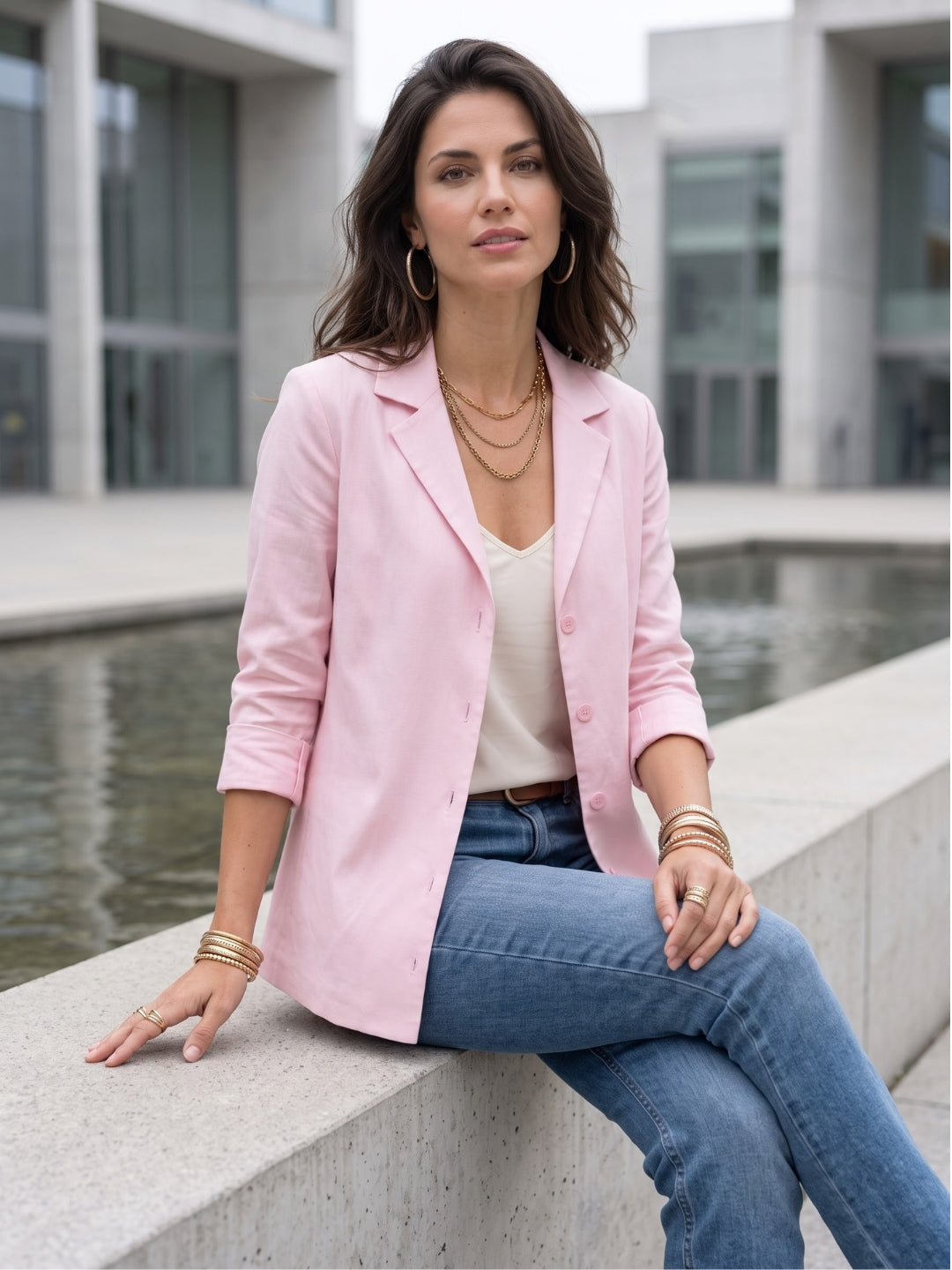 Pink whisper boho lapel shirt